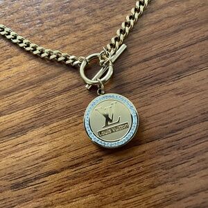 Louis Vuitton Medallion Gold Plated Necklace with Dustbag